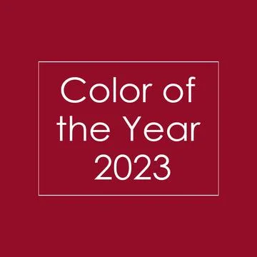 Text Color of the Year 2023 in a white frame on a background of Viva Magent.. Stock Illustration
