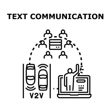 Text communication network technology connecting people and vehicles Stock Illustration