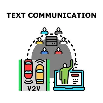 Text communication network technology connecting people and vehicles Stock Illustration