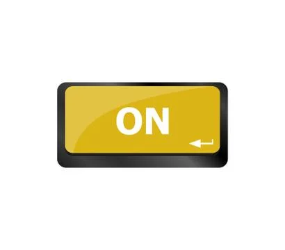 On - text on a computer or laptop button keyboard Stock Illustration