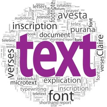 Text concept in word tag cloud isolated Stock Illustration