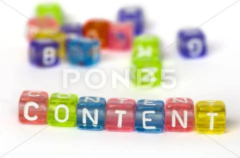 Text content on colorful wooden cubes Stock Photos