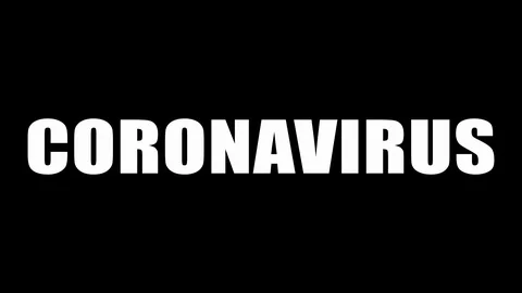 Text coronavirus defeated on black and white background. Word coronavirus on a Stock Footage 126984643