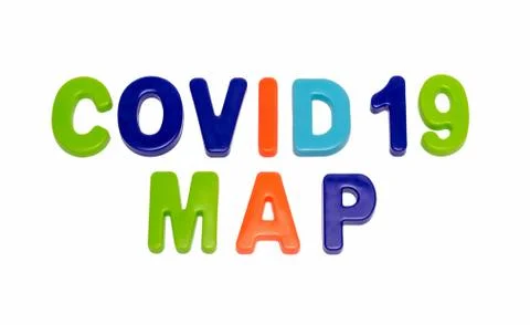 Text COVID-19 MAP on a white background. Stock Photos