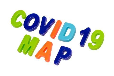 Text COVID-19 MAP on a white background. Stock Photos
