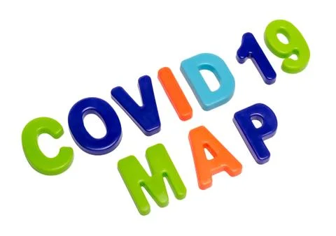 Text COVID-19 MAP on a white background. Foto stock