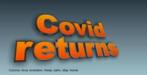 Text Covid returns. Evolution of the corona virus. Keep calm, stay at home. Stock Illustration
