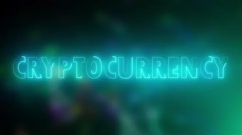 Text Cryptocurrency of letters with a neon effect, 3d rendering background Stock Illustration