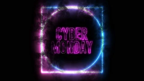 Text of "CYBER MONDAY" with neon light loop animation. Abstract creative obje Stock Footage 147103124