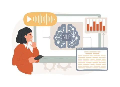 Text Data Analysis with NLP abstract concept vector illustration. Stock Illustration