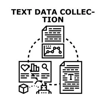 Text data collecting process with ai robots Stock Illustration