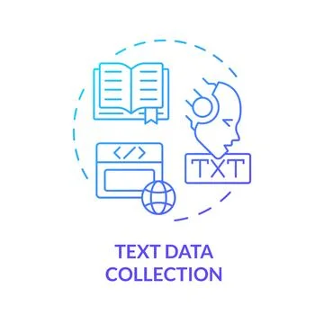 Text data collection blue gradient concept icon 스톡 일러스트