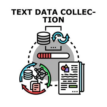 Text data collection process for digital analysis Stock Illustration
