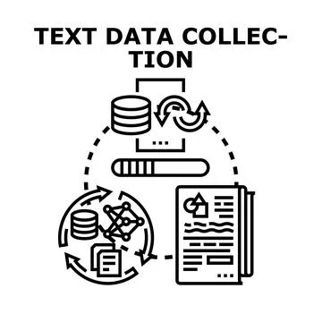 Text data collection process for digital analysis Stock Illustration