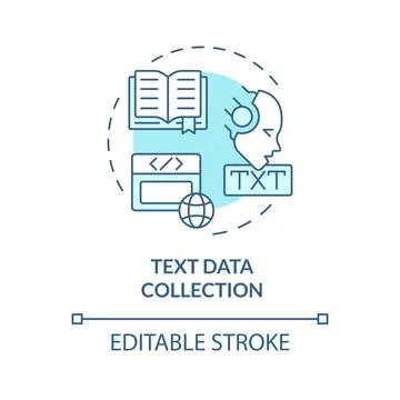 Text data collection soft blue concept icon Illustrazione stock