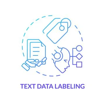 Text data labeling blue gradient concept icon Stock Illustration