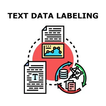 Text data labeling process for machine learning Stockillustratie
