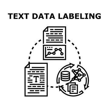 Text data labeling process for machine learning 스톡 일러스트