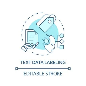 Text data labeling soft blue concept icon Stock Illustration