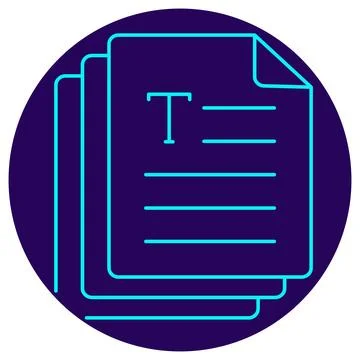 Text Data Processing Icon. Minimalistic neon outline Stock Illustration