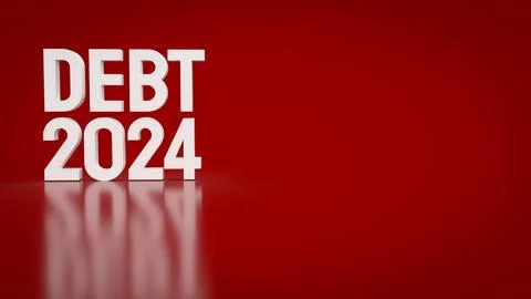 The text debt 2024 on red background for Business concept 3d rendering Stock Photos