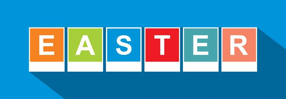 Text-decoration congratulation with Easter on blue background. Stock Illustration