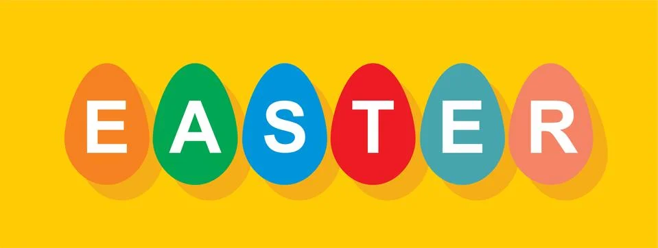 Text-decoration congratulation with Easter on yellow background. Stock Illustration