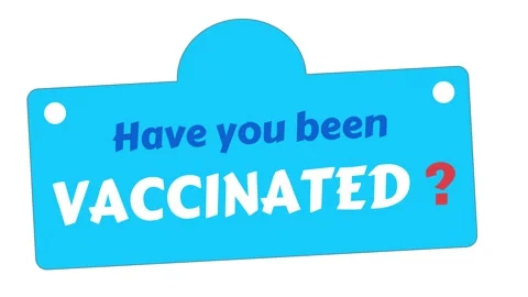 Text design animation Have you been vaccinated. Blue button. Stock Footage 153399220
