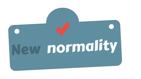 Text design animation New normality on white background. Animated blue button Stock Footage 151508080