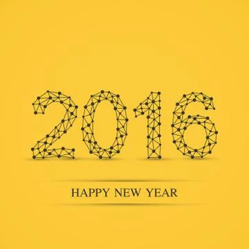 Text design Happy new year 2016 . Yellow background イラスト素材