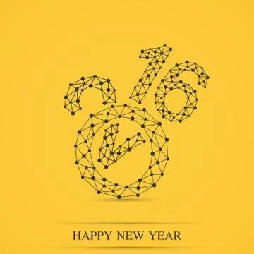 Text design Happy new year 2016 . Yellow background イラスト素材