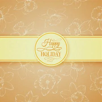Text design with pattern of flowers narcissus. Stock Illustration