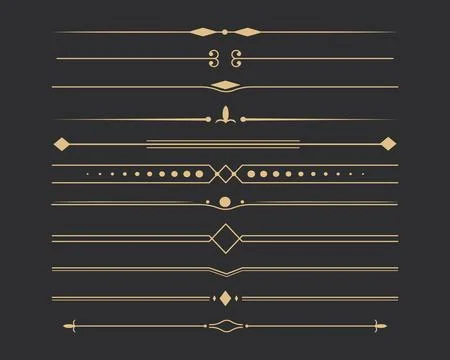 Text devider set, gold line minimal separators, elegant doodlle borders イラスト素材