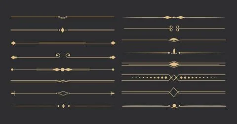 Text devider set, gold line minimal separators, elegant doodlle borders イラスト素材