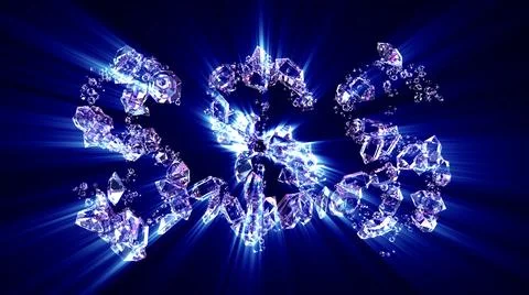 $$$ - text of diamonds with blue light rays, isolated - object 3D rendering 스톡 일러스트