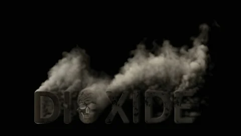 Text dioxide with skull smoking on black background, isolated - loop video Stock Footage 198986652