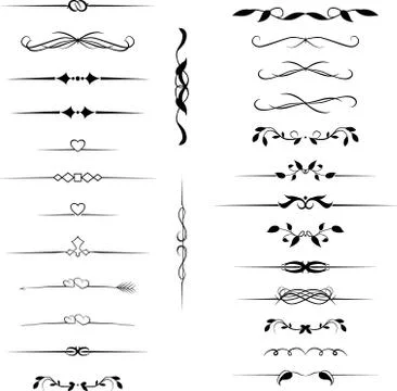 Text divider, page decor element. Text separators decoration. Vector dividers Stock Illustration