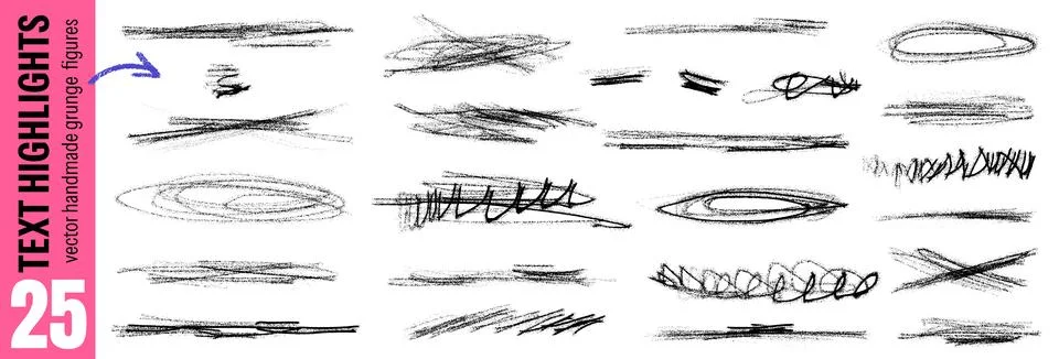 Text divider scribble with charcoal underline and brush emphasis for layout or Иллюстрация