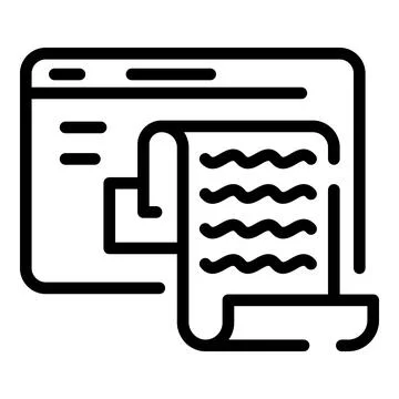 Text document in app window icon, outline style 스톡 일러스트