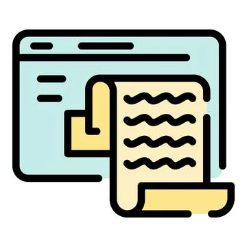 Text document in app window icon color outline vector Stock Illustration
