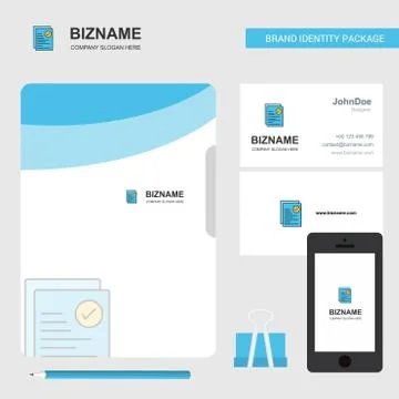 Text document Business Logo, File Cover Visiting Card and Mobile App Design.  Stock Illustration