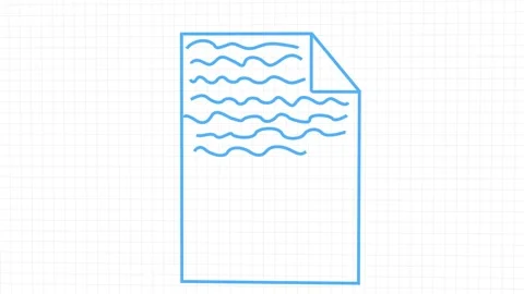 The text document is drawn on the sheet with a blue pen. Handwritten document Stock Footage 158387122