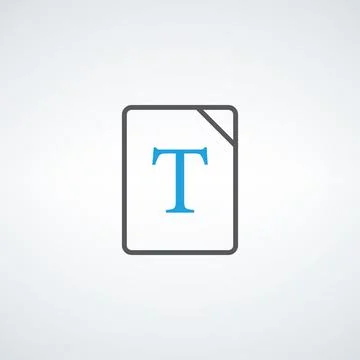Text document icon with letter T. Office file symbol. Stock vector illustration Stock Illustration