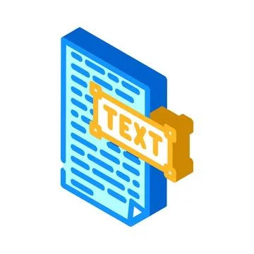 Text document natural language processing nlp isometric icon vector illustr.. Stock Illustration