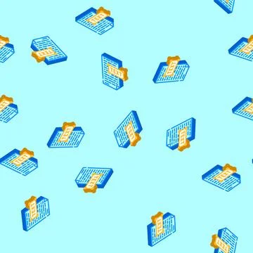 Text document natural language processing nlp isometric icon seamless pattern Stock Illustration