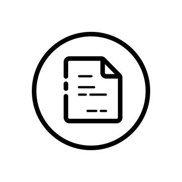 Text document. Paper with content. Invoice. Commerce outline icon in a circle Stock Illustration