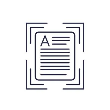 Text, document scan line icon, character recognition vector Illustrazione stock