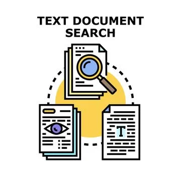 Text document search and analysis concept Stock Illustration
