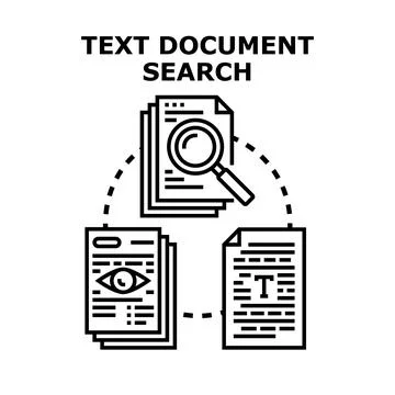 Text document search and analysis concept Stock Illustration