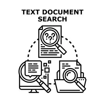 Text document search concept vector illustration Illustrazione stock